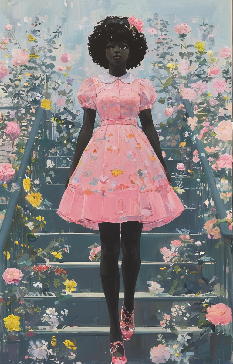 masterpiece,best quality,<lora:tbh268-sdxl:0.9>,illustration,style of Kerry James Marshall portrait of idolmaster cinderella girls,