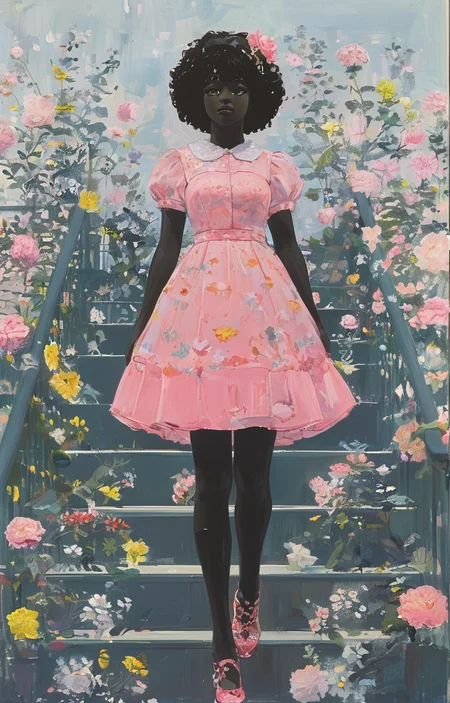 masterpiece,best quality,<lora:tbh268-sdxl:0.9>,illustration,style of Kerry James Marshall portrait of idolmaster cinderella girls,