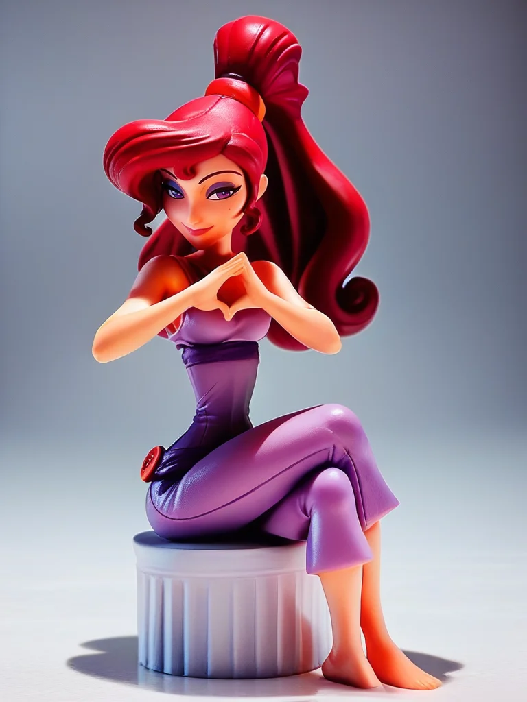score_9, score_8_up, score_7_up, 1girl, naughty face, sitting on a white pillar, crossed legs, own hands together, cute pose, full body, wide shot,
<lora:AMeghanXLP_character:1>, MegXLP, purple eyes, red hair, high ponytail, makeup, purple dress, cartoon, <lora:Anime_Figure_P1:0.85> figure