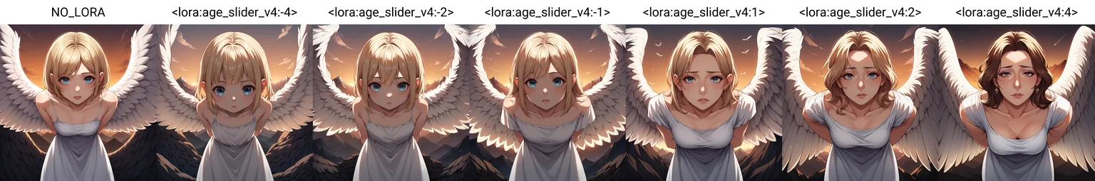 score_9, score_8_up, score_7_up, source_anime, (pov), (pov looking up), (1girl, (looking down), (feathered wings), (leaning forward), (white dress)), concerned, arms behind back, hands behind back, head tilt, looking at viewer, detailed eyes, [[eyeshadow]], (mountain) background, NO_LORA, absurdres, [[backlighting]]