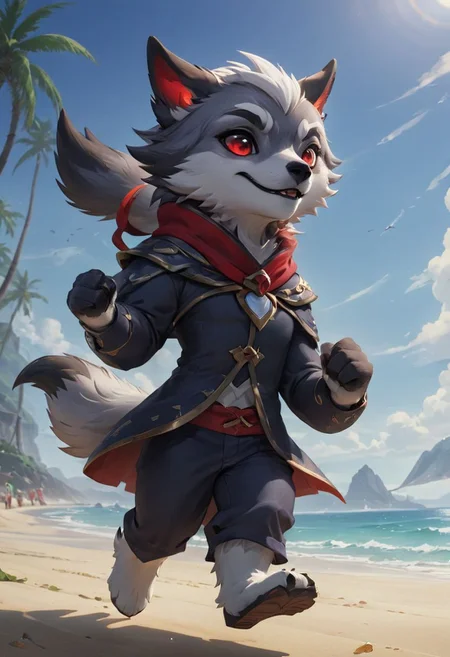 furry wolf, gray wolf, chibi, with red eyes, beach,
pants or shorts,
full-length frontal view, flight phase during running, legs above the ground, wind blowing the cloak, fast running,
Hyperrealistic art "high-quality portrait flat matte drawing of a cute Nendoroid and cartoon style, anime flat style, thick drawing, medium close-up", (solo:1.2), photorealistic:1.5, ultra highres, 8k, texture skin, realistic skin, detailed skin, highest detailed, extreme detailed, 8k wallpaper, colorful, (dark magic), ring with the stone, (intricate details), (hyperdetailed), 8k hdr, high detailed, lot of details, high quality, soft cinematic light, atmospheric perspective (focus on), color Ink wash painting, . Extremely high-resolution details, photographic, realism pushed to extreme, fine texture, incredibly lifelike, two people, two children
