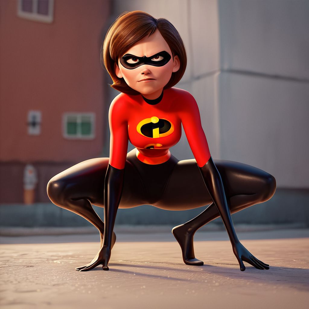 score_9, score_8_up, score_7_up, score_6_up, score_5_up, score_4_up, rating_questionable, 1girl, Hel_en, crouching, superhero, eye mask