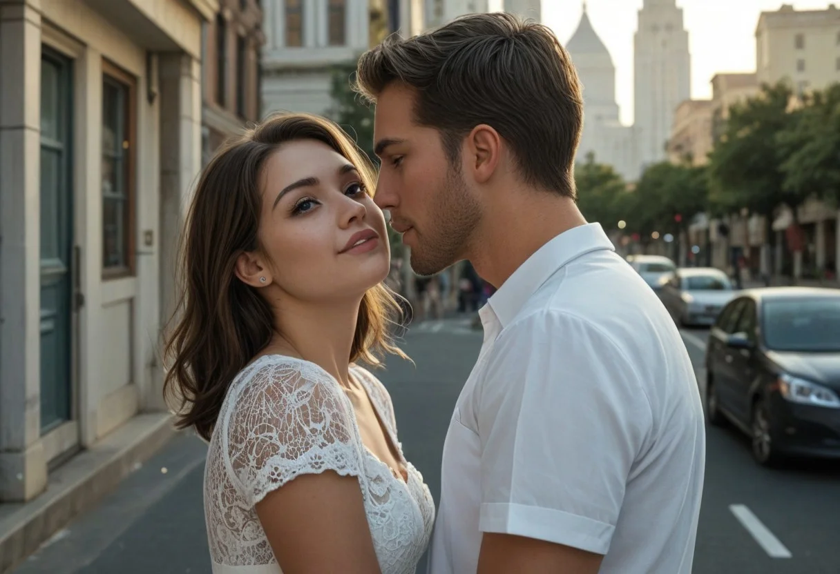 A heartfelt, ultra-detailed reunion between a 1boy and 1girl, both in their late 20s, seeing each other for the first time in years. The moment is filled with deep emotion—joy, nostalgia, and the weight of time.
The woman is petite, with dark short hair, a small waist, and pronounced curves, her expression glowing with happiness yet touched by the quiet wisdom of experience. The man, a bit taller with a slim frame, mirrors her emotions, his face revealing both delight and the burdens of his journey. Their professions remain a mystery, but their postures and subtle details hint at lives filled with responsibility.
Set against a softly blurred, atmospheric backdrop—perhaps a bustling city street, a quiet park, or a familiar café—the world fades behind them as they reconnect. Their gazes lock, emotions conveyed through delicate body language and nuanced facial expressions, capturing the beauty of a long-awaited reunion.
Cinematic lighting, ultra-realistic facial details, emotional storytelling, warm and intimate atmosphere, expressive eyes, natural pose, SFW.