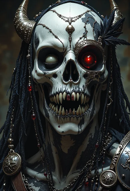 Masterpiece, 8k, HDR, best quality, photography, analog film, real life, extremely beautiful, highly detailed, intricately detailed, ray tracing, dramatic. (famous artwork by ingrid baars and Eric Lacombe:2), (undead warrior:1.5) , dead pale skin, blind, cloudy pupil, ornate war helmet, dead eyes, ancient rune tattoos, black disheveled feather decoration, suffering, dark corrupted wasteland background, hyperdetailed photography, masterpiece, best quality, high quality, highres, ultra-detailed, best quality, 8K, high resolution, extreme detail, outstanding composition:1.4, professional photo 85mm lens for elegant body lines and fine skin detail with sharp subject, <lora:FluxMythP0rtr4itStyle.safetensors:1.0>, mythp0rt <lora:DnDDarkestFantasy.safetensors:1.0>, ArsMJStyle, dnddarkestfantasy <lora:aidmaMJ6.1-FLUX-V0.1.safetensors:1.0>, midjourneyv6.1
