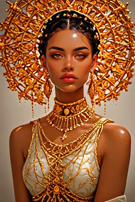 score_9,score_8_up,<lora:Turbo_XL:1>,<lora:Gold_Filigree_Style:0.7>,dskgold_filigree,gold filigree,made of gold,dark-skinned female,ebony skin,clothes ornament,golden ornament,<lora:Expressive_H:0.5>,expressiveh,<lora:g0th1cPXL:0.5>,g0th1cpxl,