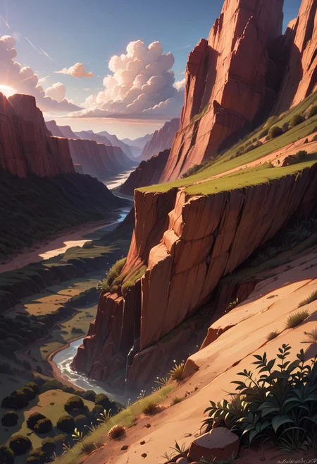 ((landscape)), (no people), score_9, score_8_up, score_7_up, score_6_up, masterpiece, best quality, semi-realistic, (source_cartoon), BREAK.
The desert gorge was a scorching formation of rock, cliffs, and silence—a place where the sun painted everything in stark contrasts of light and shadow, BREAK.
from above, landscape, Arizona, immense canyon, random rocks