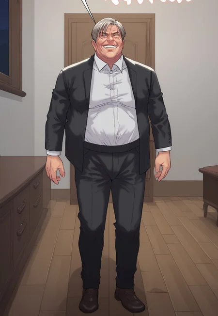 score_9, score_8_up, score_8_up, 1boy (old man, wearing black suit, white collared shirt underneath), man standing in doorway, lit doorway, door slamming open, wooden brown door, man smirking, man opening door, badass, solo male, close up on mans face, high resolution, man looking down at viewer, man evil expression, close up, zoom on face,

indoor setting, indoors,night,carpet,stage,stripper pole,curtains,table,l

pink theme,pink light,pink neon stage, gothicPXL


