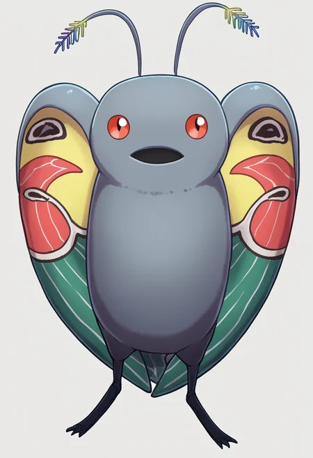 score_9, score_8_up, score_7_up, source_anime BREAK 1boy, solo,
<lora:zs_EngagePortraitsXL:1> engageportraits, portrait, white background,
 <lora:Mothman-pdxl_Fp:1> mothman, pokemon \(creature\), red eyes, open mouth, antennae, grey skin, wings
