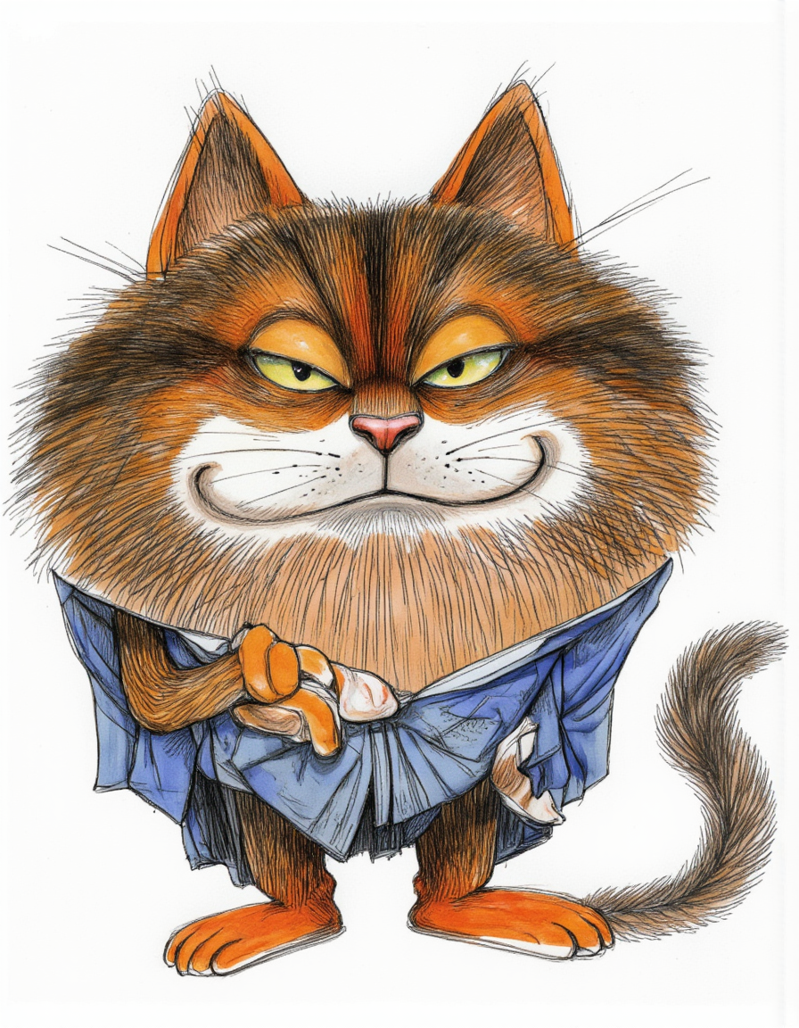 <lora:chizhcats:1>, a clourful drawing of funny cat