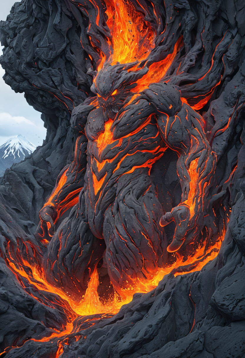 <lora:artfullyEXTRAVAGANZA_SDXL_V1:1>, artxtrvgnz, volcano elemental, detailed, uhd, 8k