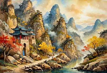 tj, cangyunshan, landscape, chinese ink painting, oil painting,
Oil Painting, Renaissance Paintings, watercolor painting, concept art, painterly, surreal painting,
((beautiful, painterly, detailed, textural, artistic)), (digital artwork, illustrative, illustration), (((intricate details, highly detailed, ultra-detailed))), (absurdres:1.5), (unreal engine, octane rendering, Anti-Aliasing, sharp focus, natural lighting, high saturation, high contrast, vivid, vibrant, studio lighting, best texture quality), beautiful detailed scenery,