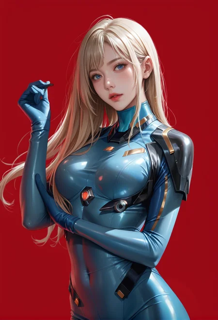 1girl,solo,red background,,ruanyi0844,blue bodysuit,gloves,
blonde hair,<lora:0844 blue bodysuit_v1_pony:1>, score_9,score_8_up,score_7_up,,8k,1girl,solo,,