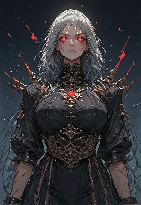 score_9, score_8_up, score_7_up, score_6_up, score_5_up, score_4_up, Source_anime, full shot,"An imposing Uruk-hai warrior stands in the heart of a violent sandstorm, his muscular form barely visible through the swirling sands. His armor, battered and worn, glints under the dim light breaking through the storm, while his menacing eyes glow with fury. The wind howls as grains of sand whip around him, but he remains unfazed, gripping a massive, bloodstained sword. His rugged face, scarred from countless battles, is partially obscured by a tattered hood, adding to the aura of dread. The scene captures the raw power and savagery of the Uruk-hai, relentless even in the face of nature's fury."