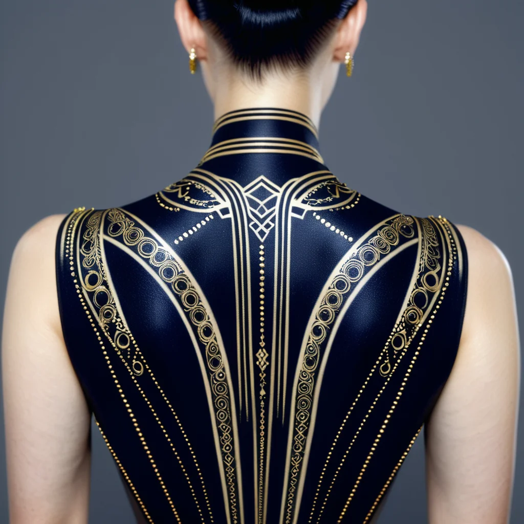 masterpiece,high resolution,
,<lora:art_deco-v4-xl-8:0.8>,
,art deco,artdeco_v4,3d,back,,tattoo,black and gold
