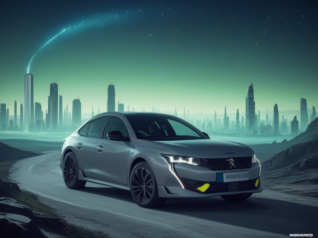 score_9,score_8_up,score_7_up, 508 berline, peugeot 508,detailed background, city,futuristic, alien landscape, night, galaxies,sci-fi, night, neons <lora:508_xl:1>