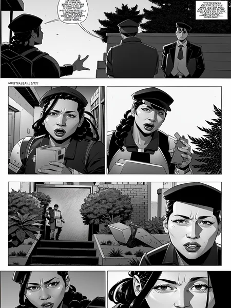 (Realistic:1.5) (masterpiece) dreadlocks, watermark, computer, food, beret, fat, potted plant, scenery, truck, makeup, computer, fangs, full armor, ball, sailor hat, lying, cyborg, stairs, breastplate, bucket, bush, fangs, vehicle focus, campfire, artist name, makeup, holding weapon, mole under mouth, box, school uniform, <lora:EdobComic01_v1.0:0.8>