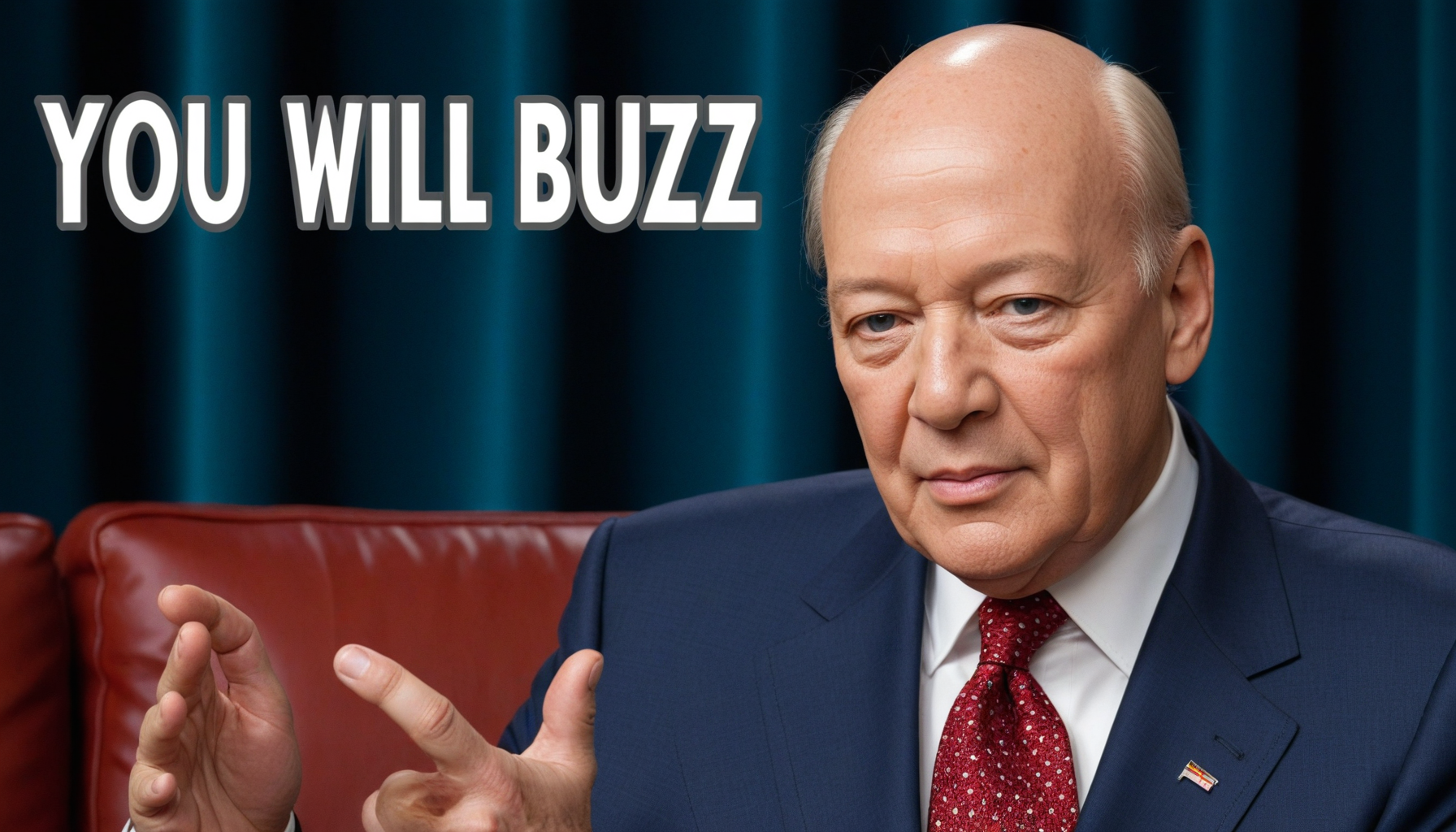 Klaus Schwab, text that says "You will buzz"