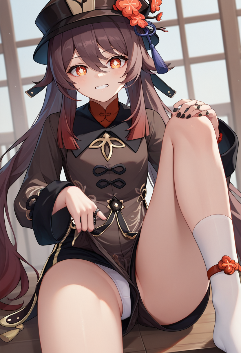 score_9, score_8_up, score_7_up, source_anime, 1girl,  upshorts, panties,  hu tao \(genshin impact\), <lora:Upshorts-000011:1>