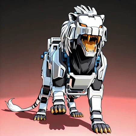 (masterpiece, best quality, amazing quality, very aesthetic, absurdres, newest,),(solo),
(<lora:Liger_Zero:1>,, feral, black fur,claws,white armor,liger,animal, ),
