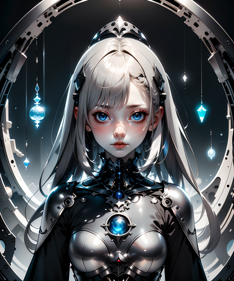 1woman, ({white|gray|black|titanium} straight hair:1.3), ((Gloomcore)), dark magical atmosphere, glowing, <lora:GoodHands-beta2:1>,  <lora:AnzhcDreamwave v3_1 watermark fix:0.8>