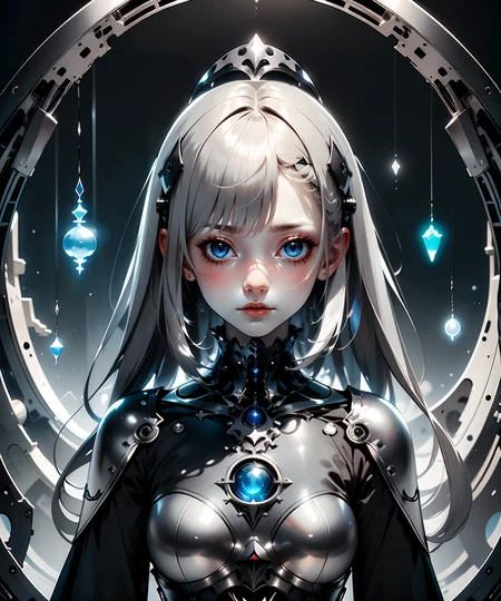 1woman, ({white|gray|black|titanium} straight hair:1.3), ((Gloomcore)), dark magical atmosphere, glowing, <lora:GoodHands-beta2:1>, <lora:AnzhcDreamwave v3_1 watermark fix:0.8>