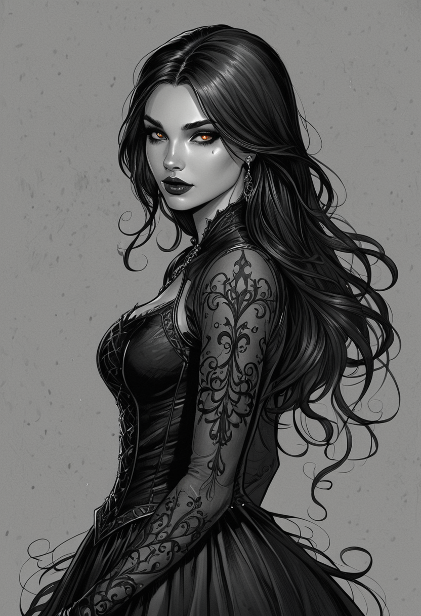 comic <lora:CB-Gothic-000004:1>,Charlie Bowater,gothic art, . graphic illustration, comic art, graphic novel art, vibrant, highly detailed