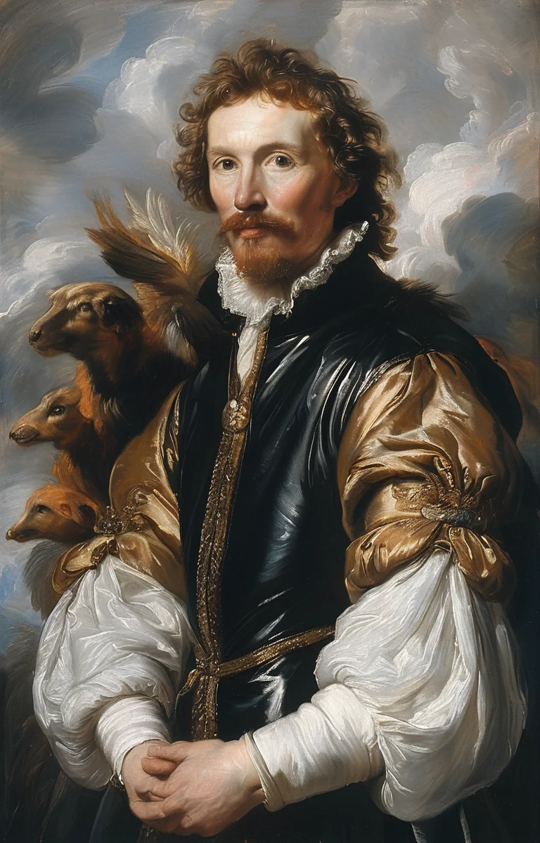 masterpiece,best quality,<lora:tbh218-sdxl:0.9>,illustration,style of Anthony van Dyck animals