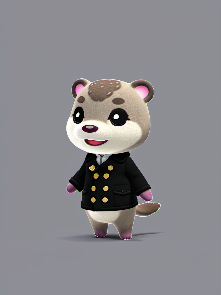 best quality,master piece, highly detailed,acs style,close up of a cute Otter wear black coat standing,solo,simple background,octane render, volumetric, dramatic lighting,fluff, <lora:acs-000015:0.9>