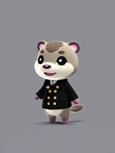 best quality,master piece, highly detailed,acs style,close up of a cute Otter wear black coat standing,solo,simple background,octane render, volumetric, dramatic lighting,fluff, <lora:acs-000015:0.9>