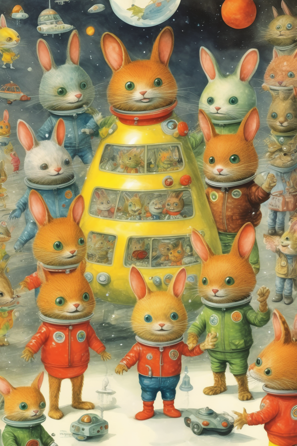 <lora:Richard Scarry Style:1>Richard Scarry Style - shocking display of sportsmanship with an otherworldly dimension effect in the style of richard scarry