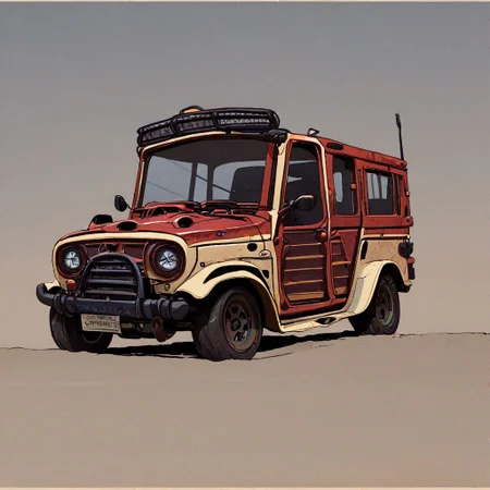 concept art vehicle, car, jeep, rusty red hover car, scifi