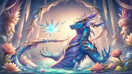 (the beauty and power of water:1.3). (water elemental:1.5), (underwater realms:1.1),cinematic lighting, score_5_up, score_6_up,  score_7_up, score_8_up,  blue crystals,
rim lighting,  Masterpiece, colors, trending on artstation, Vivid colors, highly detailed, best quality, 8k eye details, (water magic:1.3), epic realistic, (glowing magic stones) , (complex background), ((backlighting)), ((FANTASY)), ((MAGIC)),(flowers), lake <lora:ral-dreamguardian:1> ral-dreamguardian, dream guardian water, (blue water dragon:1.5) <lora:StS_detail_slider_v1:2> <lora:Fairy_Style_SDXL:1> ais-fairy