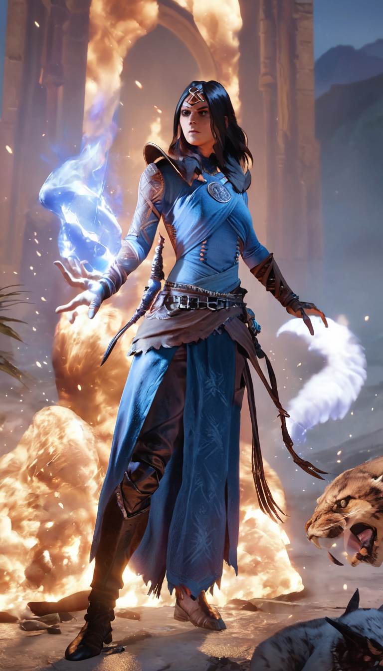 breathtaking Cinematic scene, hero view, d4s sorceress, action pose, detailed background, masterpiece, best quality, high quality, absurdres <lora:diablo_4_sorceress_v0.0.2:1> . award-winning, professional, highly detailed
