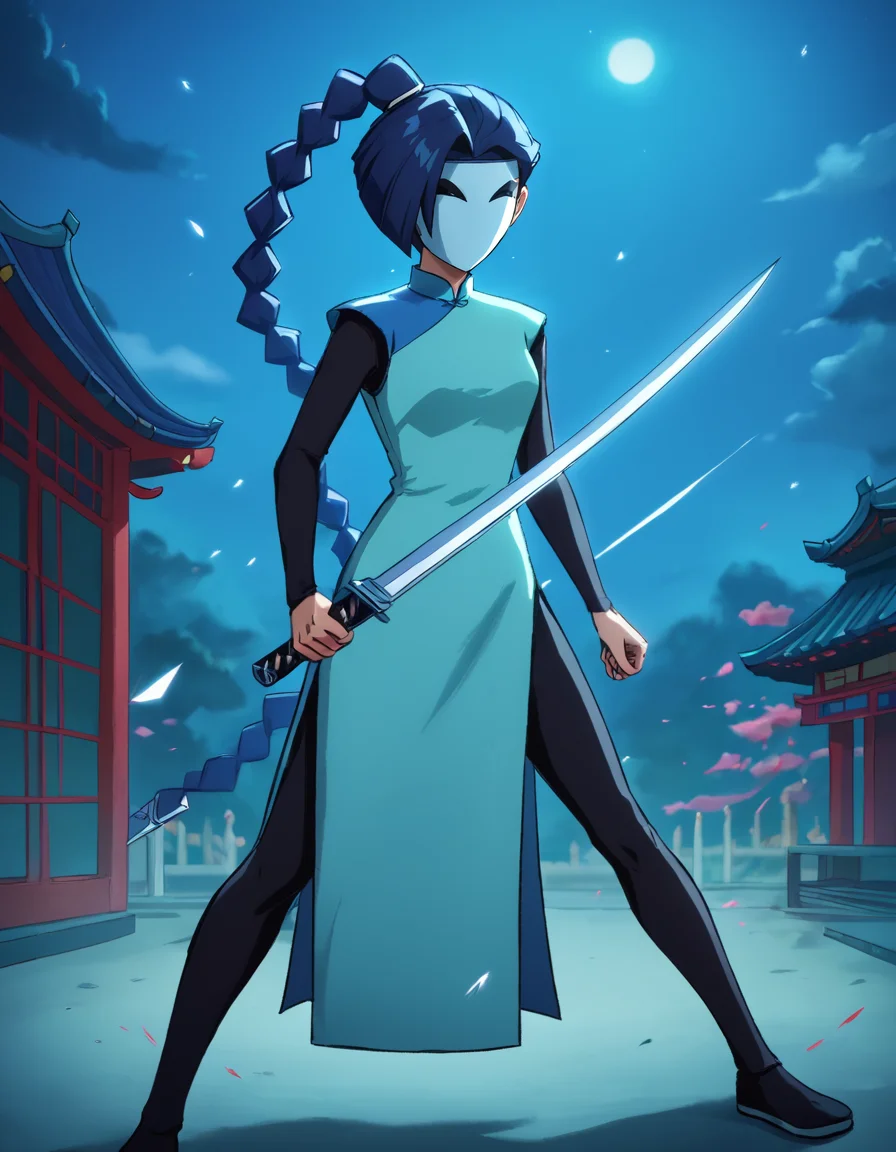 score_9, score_8_up, score_7_up,
rating_safe,
th1rt33n, official_costume, masked,
fighting stance, holding swords,
night, dramatic lighting,
scenery, east asian architecture,
<lora:thirteen:1>