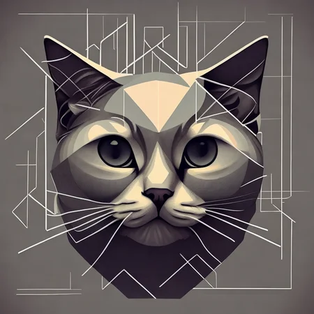 <lyco:Geometric_drawing_style_Sa_May :1.0> cat by Geometric drawing style