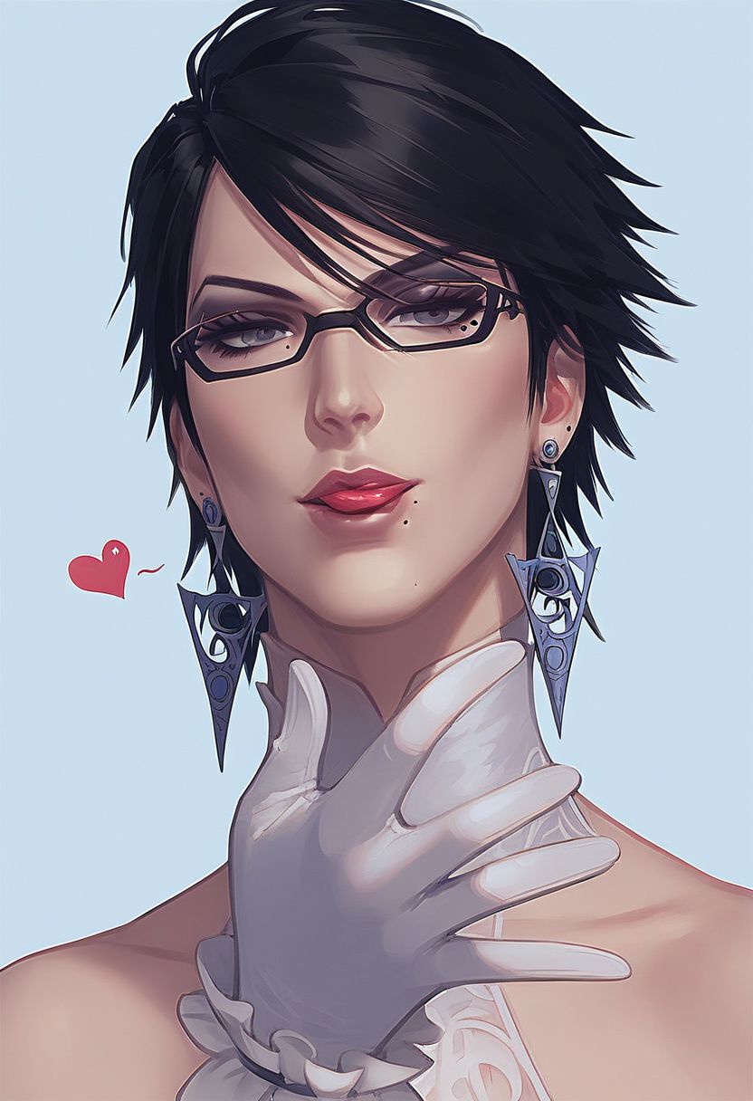 score_9, score_8_up, score_7_up, rating_safe, solo, bayonetta, Blowing A Kiss From Hand