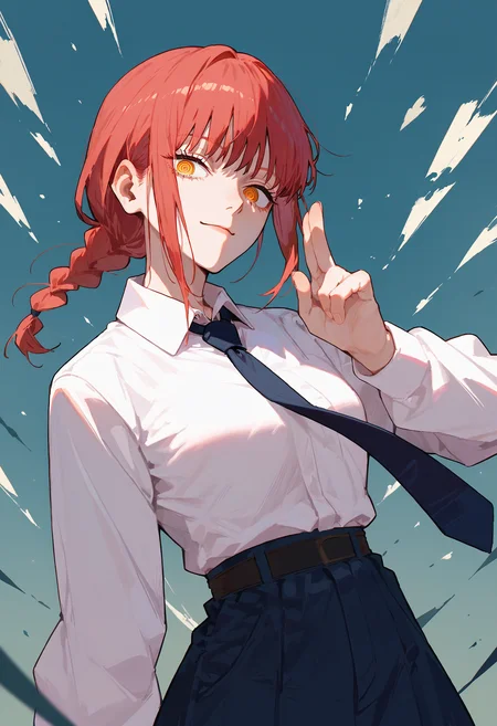 score_9, score_8_up, score_7_up, 1girl, kuji-in, makima \(chainsaw man\), white shirt, necktie
<lora:kuji-in_1_pony_d32:1>