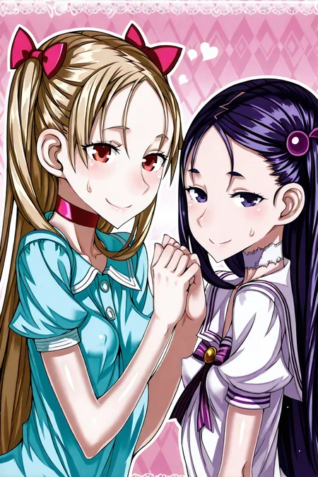shiny skin, posing,
<lora:raita.il:1>,
raita,
2girls,
yui, kotone,
safe, general,
upper body,
casual fashion,