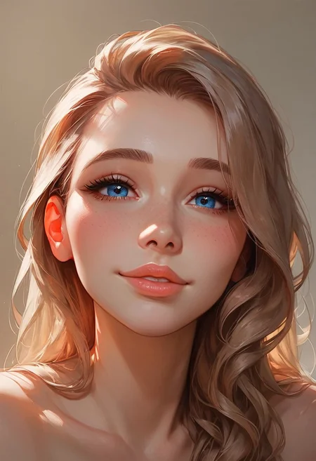 score_9, score_8_up, score_7_up,score_6_up, rating_safe, Expressiveh, (1girl), ((solo)), (the_same_girl_throughout), 18 year old girl, cute face, happy face, smiling:1.5, (((playful))), innocent girl, petite, (bold eyeliner:0.5), blue eyes:0.4, (pouty lips), blushing, flawless skin, detailed face, detailed lips, detailed eyes, looking at viewer, (portrait shot of girls face), (((closeup:1.8))), ((face in frame:1.5)), (beautiful face)