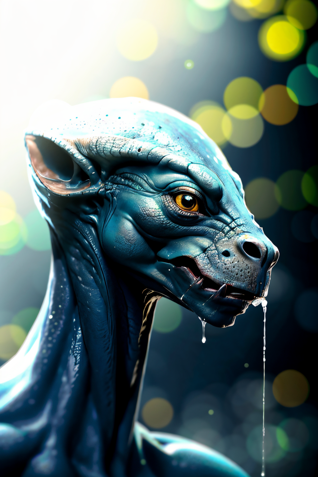 (Realistic:1.5) solo depth of field saliva depth of field from side creature veins solo focus no humans  <lora:EdobAlienSpecies_v1.0:0.8>