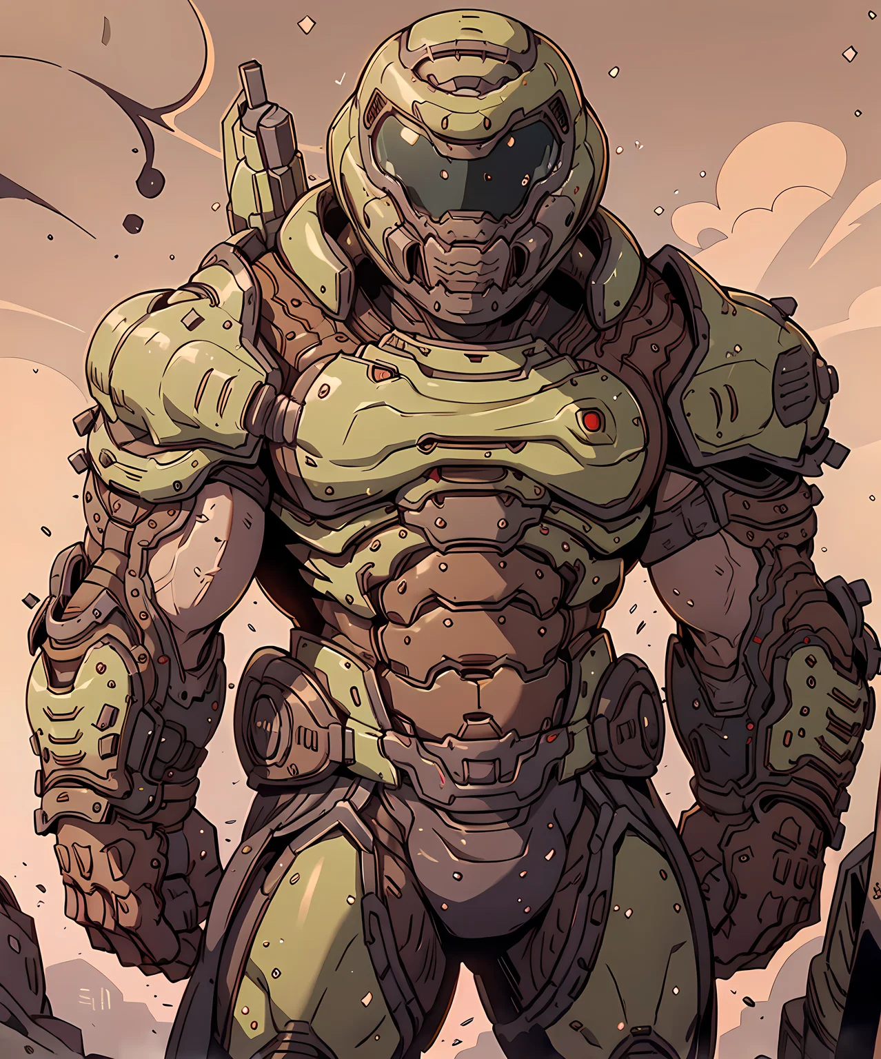 <lora:Doom_Slayer:0.8> doom_slayer, standing, looking at viewer, helmet, armor