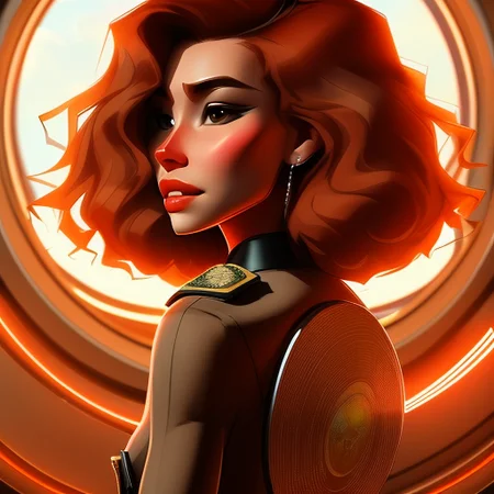 full body portrait of a nimble, sinuous, Puzzled officer woman, Thorough, nervous, with long auburn hair wearing tiara , digital art, trending on artstation, highly detailed, fine detail, intricate