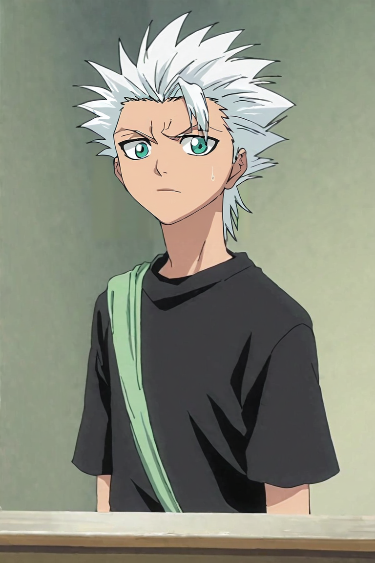 score_9, score_8_up, score_7_up, score_6_up, score_5_up, score_4_up, BREAK source_anime, anime screencap, , official style, , upper body, , 1boy, solo, male focus, <lora:toushirou_hitsugaya_pony:0.9>, toushirou_hitsugaya, , , sweatpant, cloche hat, , , <lora:sdxl_lightning_8step_lora:1>