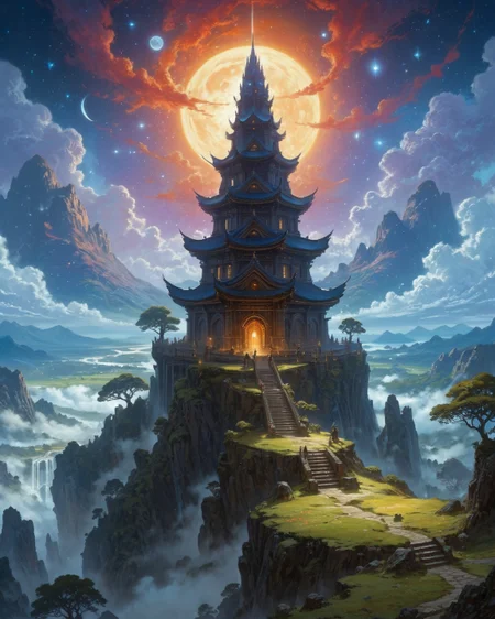 ethereal fantasy concept art of ethereal fantasy concept art of anime artwork Art painting by John Howe and Urushihara Satoshi , ,, collapsed celestial observatories where star-map mosaics bloom with night flowers, their remaining towers hosting owl astronomer councils,druidic stonehenges where megaliths channel celestial fire, the air crackling with geomantic resonance,
<lora:iLLMythG0thicL1nes:0.7> G0thicL1nes,
<lora:extremely_detailed:0.7> extremely detailed ,
<lora:add-detail-xl:0.7>,
<lora:softdigital2x2:0.15>,
<lora:EpicF4nta5yXL:0.3>, . anime style, key visual, vibrant, studio anime, highly detailed . magnificent, celestial, ethereal, painterly, epic, majestic, magical, fantasy art, cover art, dreamy, magnificent, celestial, ethereal, painterly, epic, majestic, magical, fantasy art, cover art, dreamy