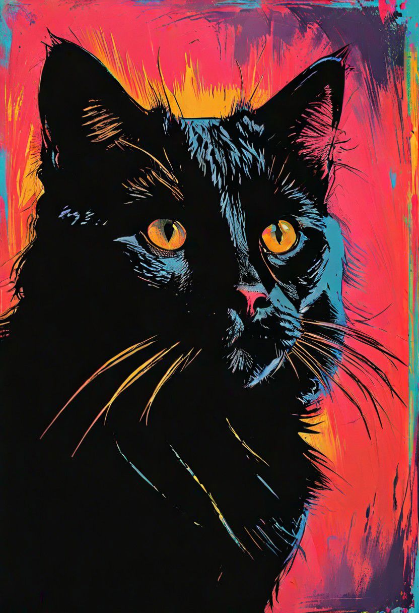 impactful color paint of, a Manx Cat, highly detailed, vibrant colors , 8k, sharp, professional, clear, high contrast, high saturated, , vivid deep blacks, crystal clear