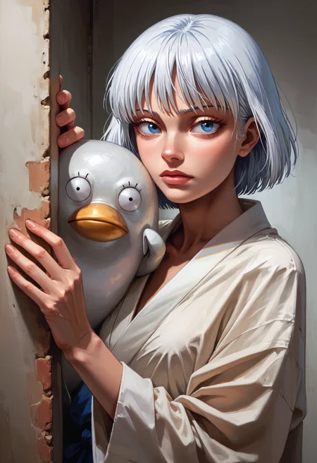 score_9, score_8_up, score_7_up, <lora:Corneringv1:0.9> cornering, taking cover <lora:ElizabethGintamaPony:1.0> RythElizabethPony, Elizabeth \(Gintama\),
