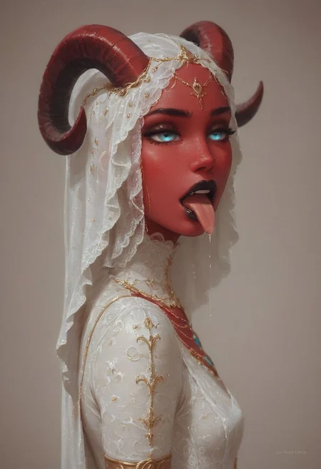 dress, score_9, score_8_up, score_7_up, 1dk, portrait, 8k, very detailed, very detailed, high detailed textures, depth of field, average plan, at the wedding, golden hour, cinematic illumination, volumetric lighting, rating_questionable,
18 year old petite, (futanari demon marries a girl), 1girl, 1demon futa, 1red skin, black lipstick, (bald head), (gold bracelets), sexy demon, shining yellow eyes, small petite horns, small breasts, perfectly round breasts, petite body, seductive, moaning, flaccid cute penis, (demon penetrates the girl's mouth with a long tentacle tongue), (girl with blue eyes in a frank wedding)