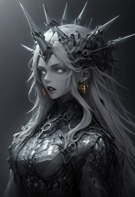 Full body portrait, stoic expression, whole body in frame,
man, tall smart person, royal soldier, royal military, regal being,
ornate uniform, (white and gold porcelain royal celestial clothes), holding scifi weapon, mechwear, commando uniform, crystal details in armor, crystal ornate earrings, crystal jewelry, ornate fractal face mask, ornate gold dainty details fractal armor,
((((crystallization of the face)))), teeth made of quartz, ((((eyes made of ulexite)))), hair made of Fanlike acicular-fibrous crystal groups, thin crystal hair, flowing white fractal hair, large perfect eyes, crystal iris, eyes made of crystal, ((white porcelain skin)), (white_skin), glowing clear eyes, celestial eyes, interweaving techno-anatomical and fractal elements, Ellen Jewett's intricate sculptural craftsmanship, no eyebrow hair,
dynamic lighting highlighting multifaceted textures, cinematic post-processing for an exquisite visual narrative, breathtaking surreal masterpiece,
sci-fi royal palace setting, single source lighting, low light setting, dark room, intense lighting,