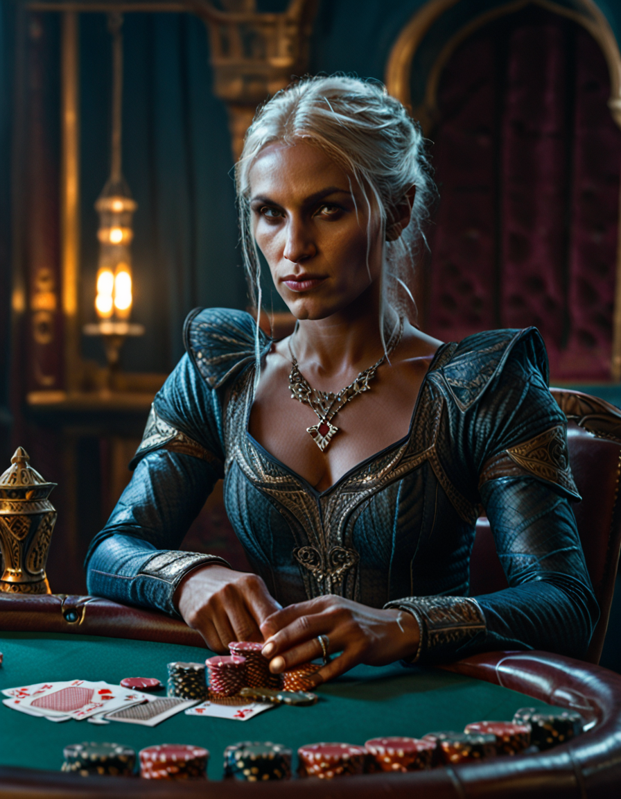 cinematic still mintharalora, woman, drow, playing poker . emotional, harmonious, vignette, 4k epic detailed, shot on kodak, 35mm photo, sharp focus, high budget, cinemascope, moody, epic, gorgeous, film grain, grainy, mintharalora, woman, drow, playing poker, highly detailed, dramatic light, sharp focus, artistic, fine detail, intricate, elegant, dynamic, beautiful, illuminated color, cinematic, complex, scenic, appealing, shiny, glowing, rich, symmetry, perfect, pretty background, ambient, bright colors, pristine, clear, very inspirational, thought, futuristic