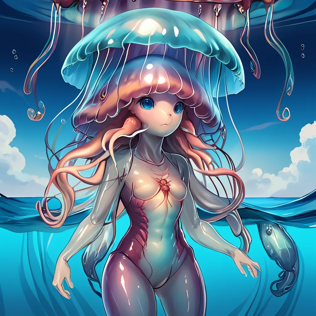 masterpiece,8k,16k,32k,absurd resolution,,high resolution,no pixels,beautiful detailed sky backround,Aquatic race,solo,jelly fish head,jelly substance body,cute,no humans,humanoid body,
<lora:Stellaris_Avatar_Portriats_XL8:0.6>